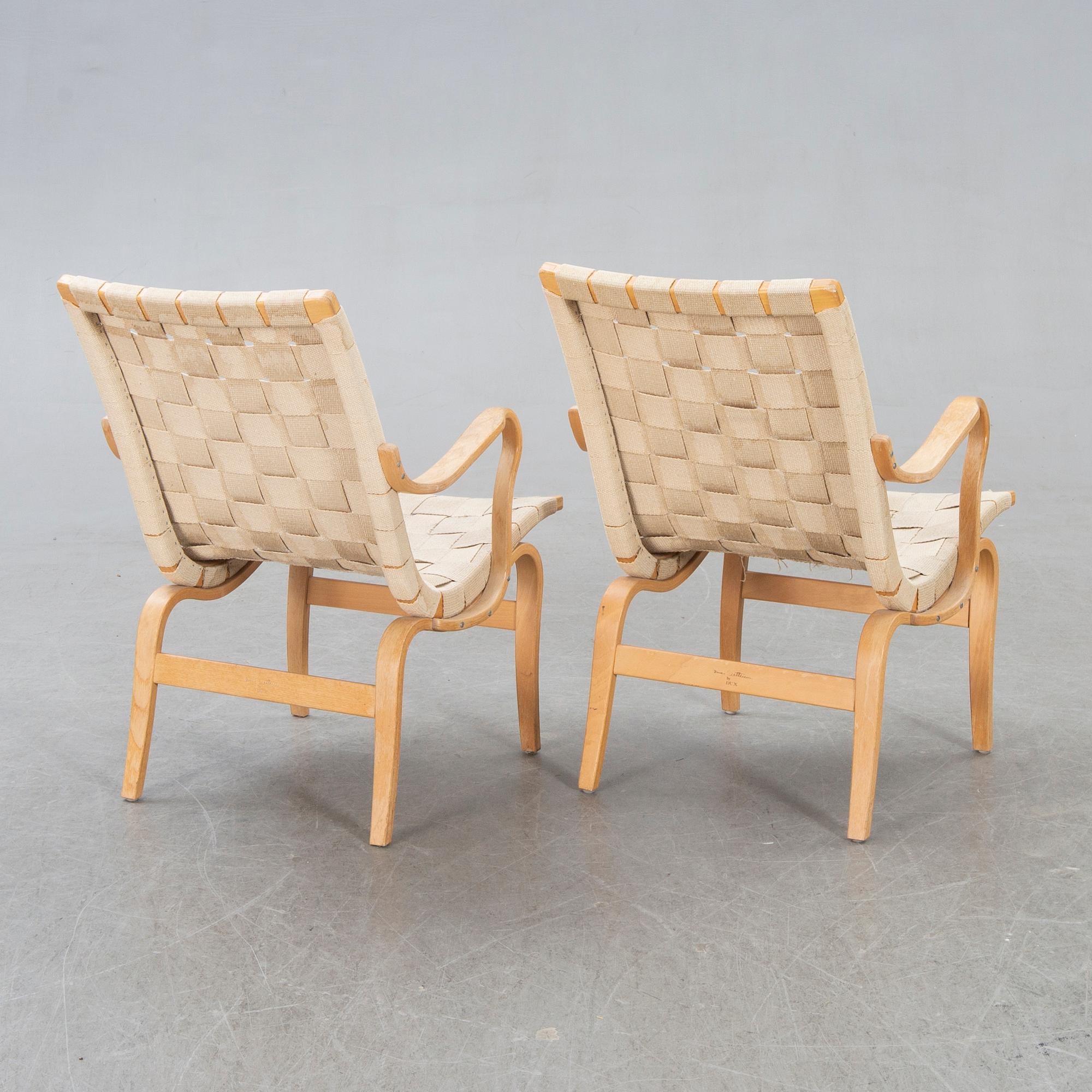 Bruno Mathsson, armchairs "Eva" a pair.