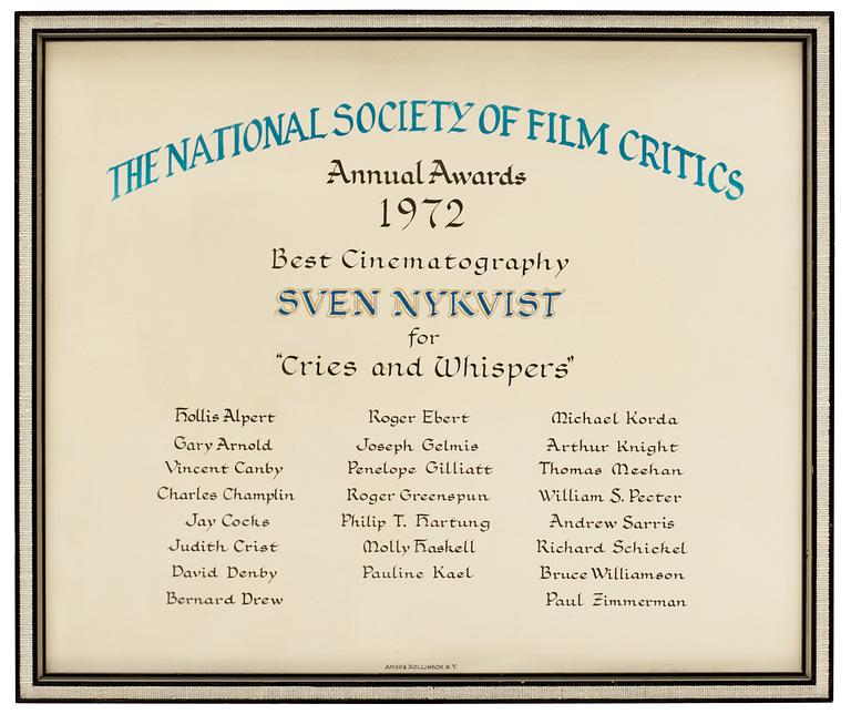 DIPLOMA, Annual Awards 1972 Best Cinematography.