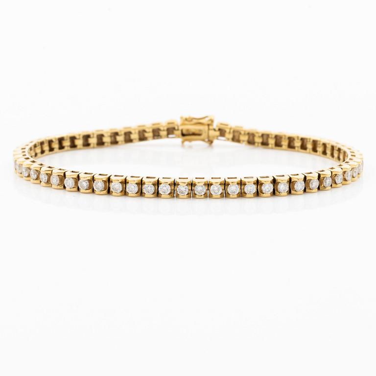 Tennis bracelet, 18K gold with round brilliant-cut diamonds, total weight approx. 1.75 ct.