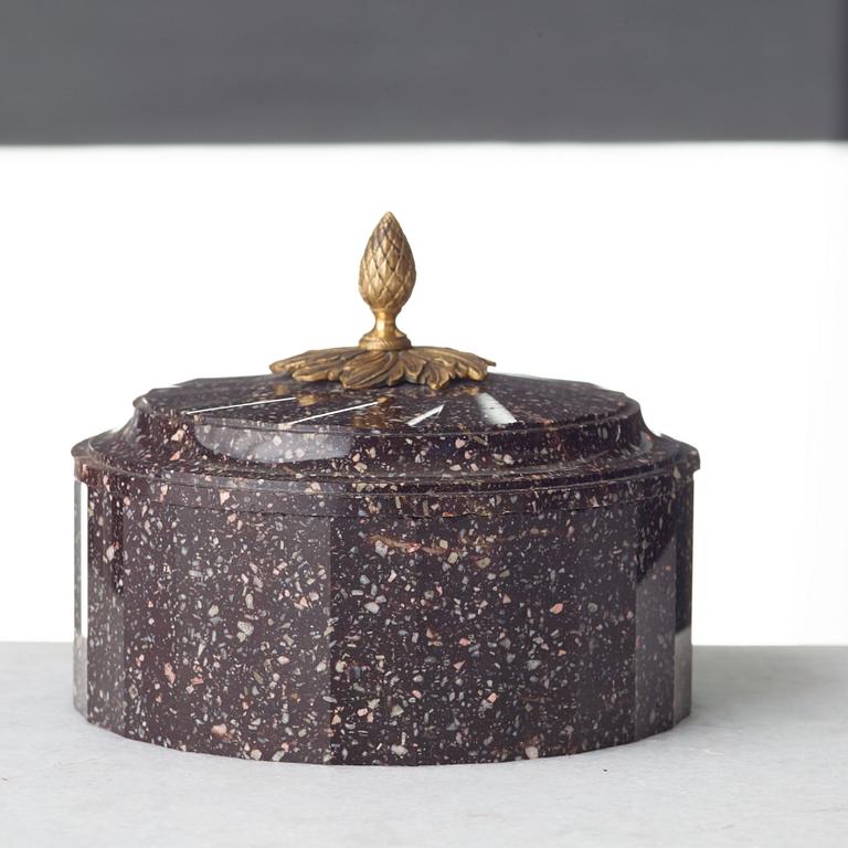 A Swedish Empire 19th century porphyry butter box.