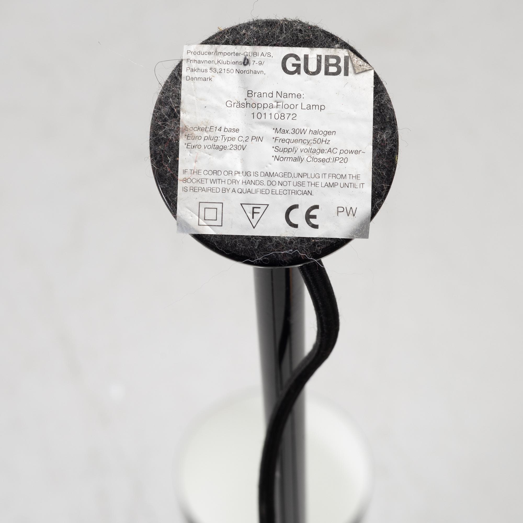 Greta Magnusson Grossman, golvlampa, "Grashopper", GUBI, Danmark.
