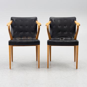 Axel Larsson, karmstolar ett par, möjligen modell 1208, Svenska Möbelfabrikerna, Bodafors, 1930-tal.