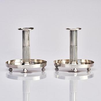 Samuel (Sam) Pettersson, a pair of silver chamber candlesticks, Linköping 1905.