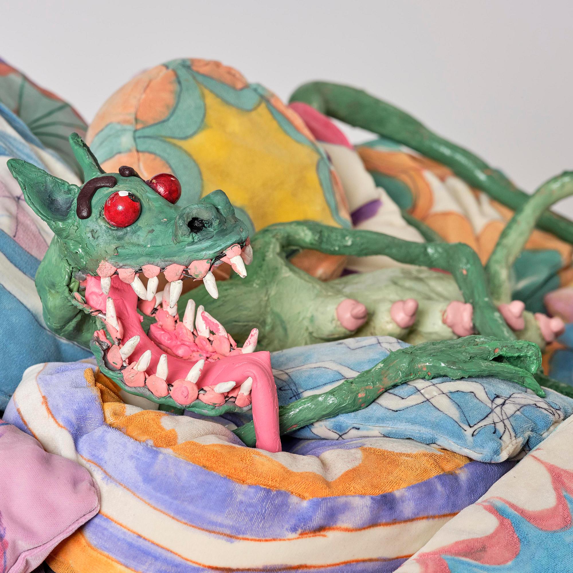 Nathalie Djurberg & Hans Berg, "Dragon on Pillows".