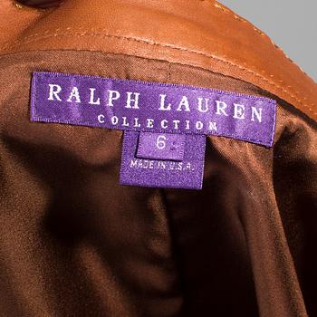 A leather skirt by Ralph Lauren.