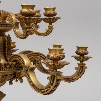 A Baroque style bronze chandelier, first half of the 20th century.