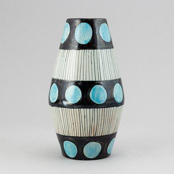Carl-Harry Stålhane, vase, "Torro faience", decor by Aune Laukkanen, Rörstrand ca 1951.
