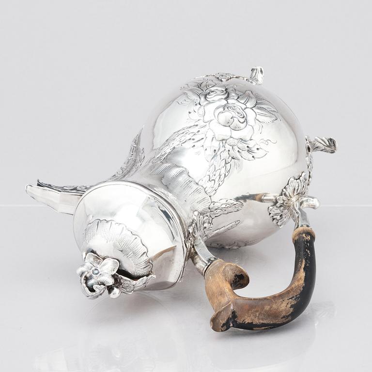 A Swedish 18th century silver coffee-pot, marks of Olof Löfvander d.ä., Luleå 1773.