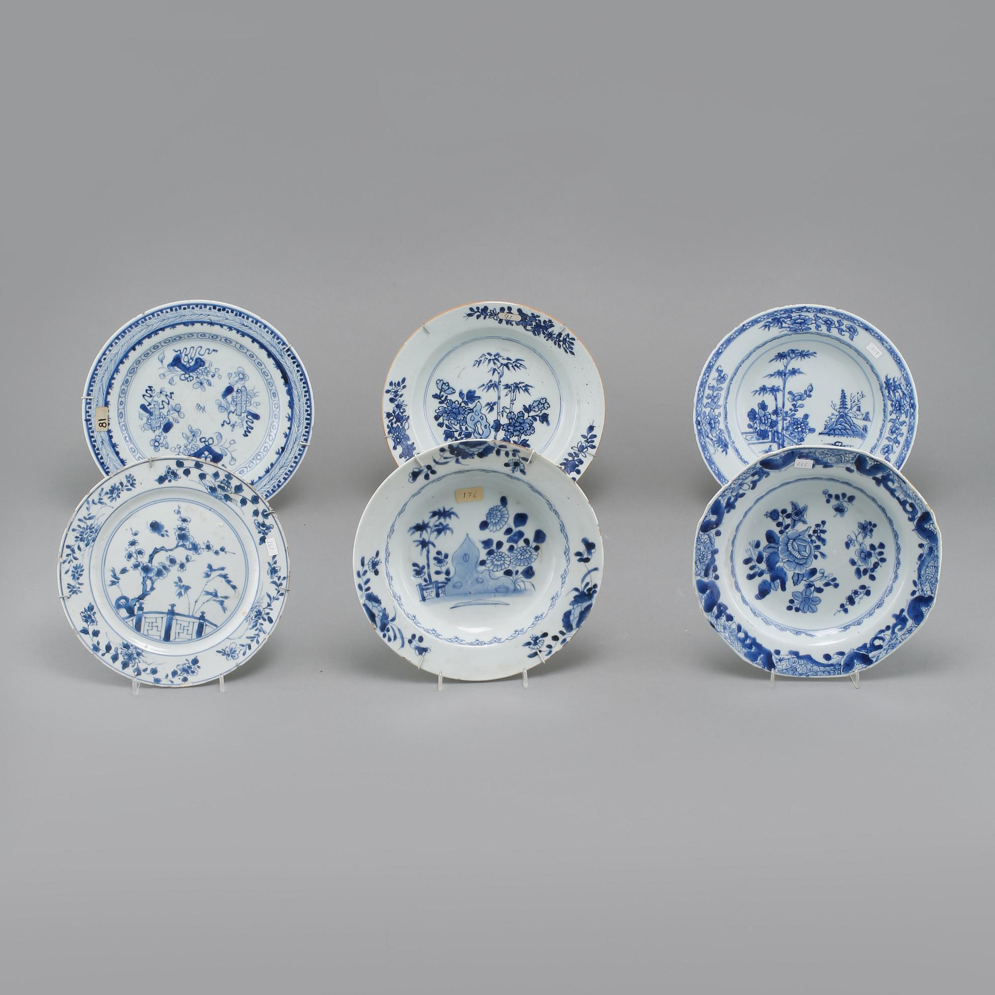 TALLRIKAR, 6 st, porslin, Kina, 1700-tal.