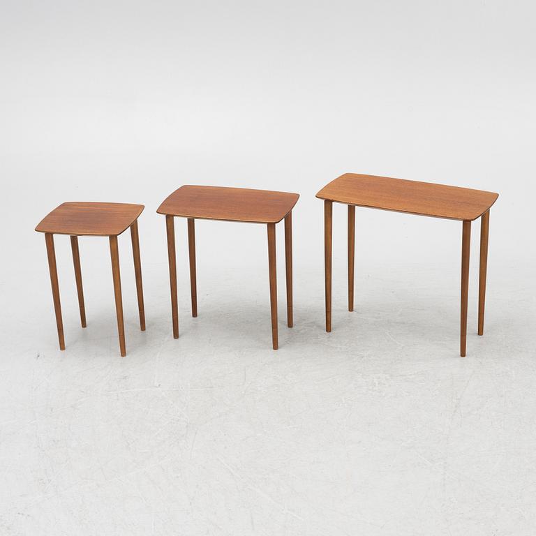 A three-piece nesting table, Jason, Ringsted, Denmark, second half of the 20th century.
