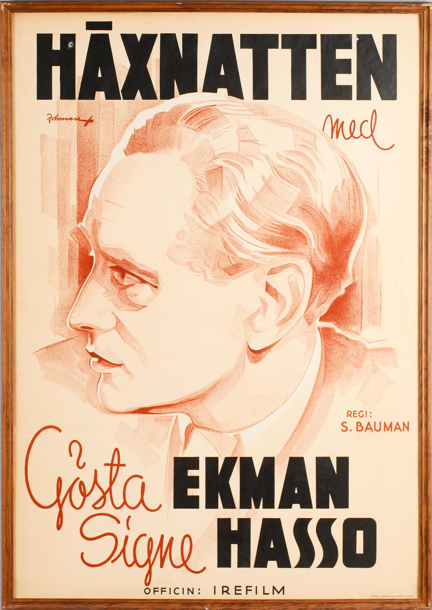 FILMAFFISCH, litografiskt tryck, "Häxnatten", 1937.