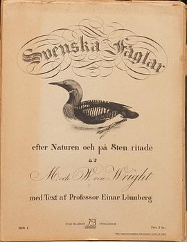 WILHELM VON WRIGHT, mapp nr 1-69, litografiska tryck, "Svenska fåglar". 1900-talets första hälft.