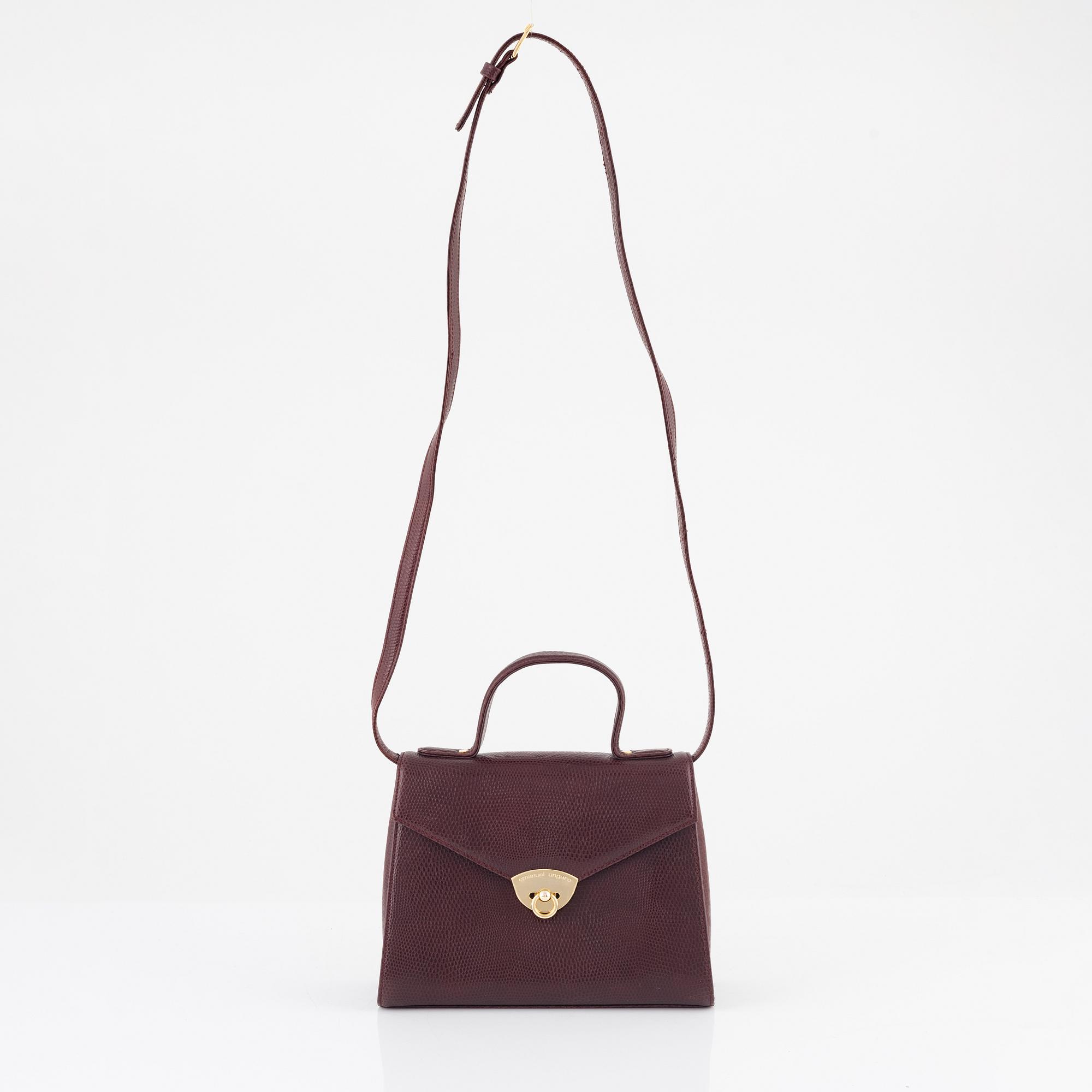 Emanuel Ungaro Paris Brown Leather Mini Hand Bag Purse Tote