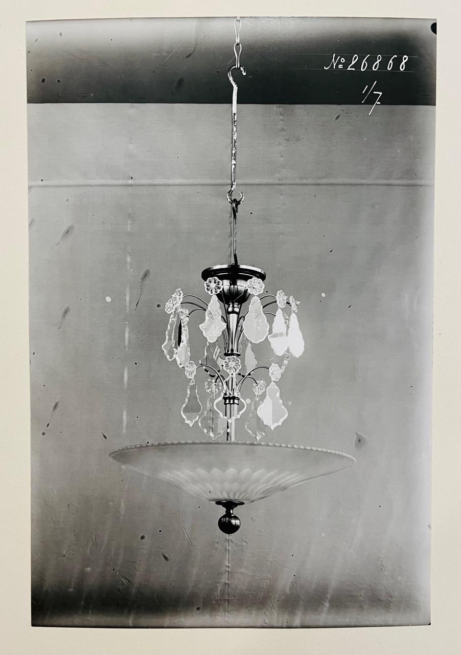 Edward Hald, & Erik Tidstrand, a ceiling lamp, Orrefors & Nordiska Kompaniet, 1920s-30s.