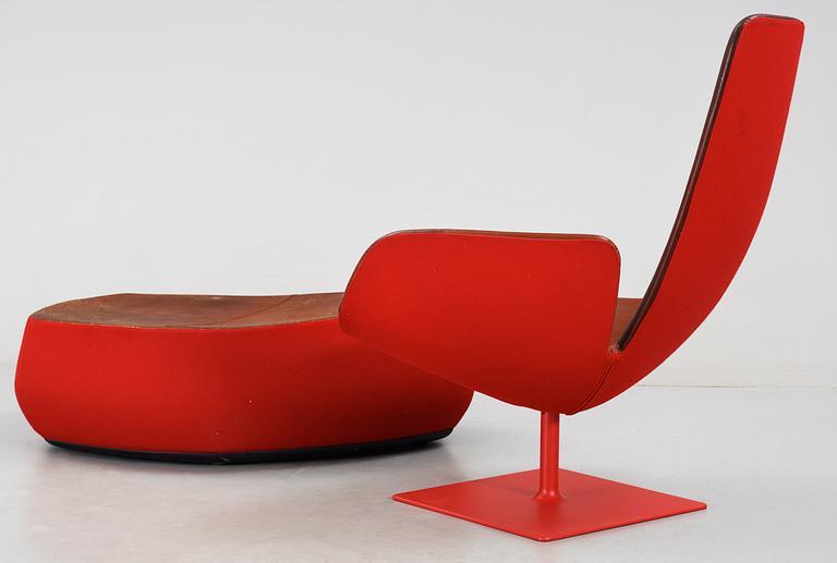 A Patricia Urquiola 'Fjord' easychair and ottoman by Moroso, Italy.
