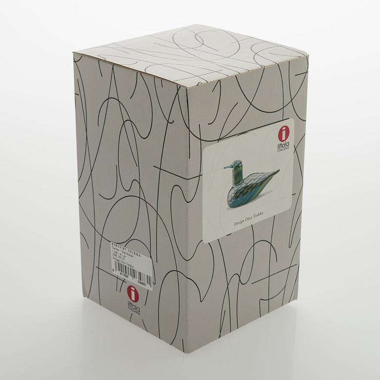 Oiva Toikka, a 'Teal Female' glass bird, signed O. Toikka Nuutajärvi.