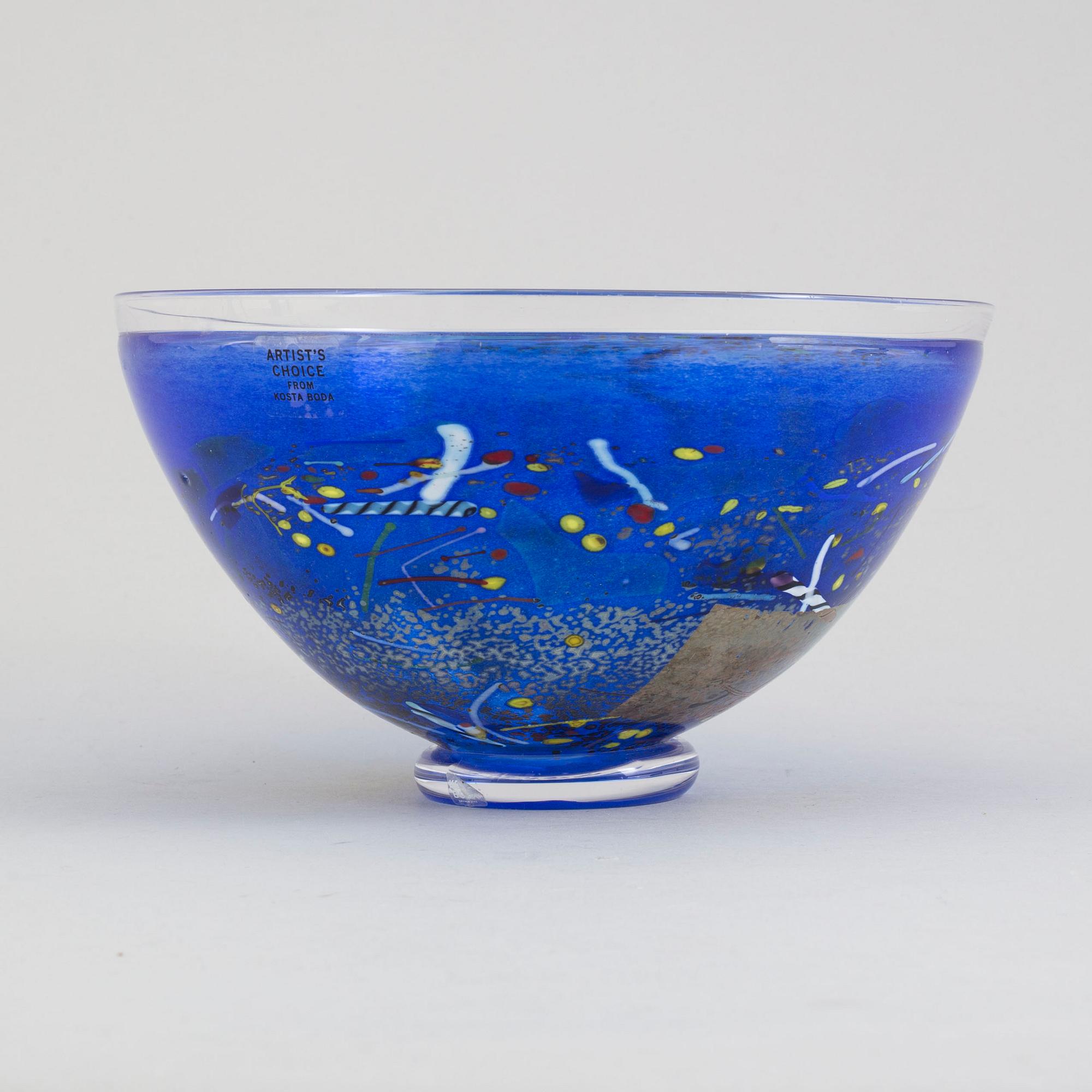 BERTIL VALLIEN, skål, "Satellite", glas, signerad, Kosta Boda.