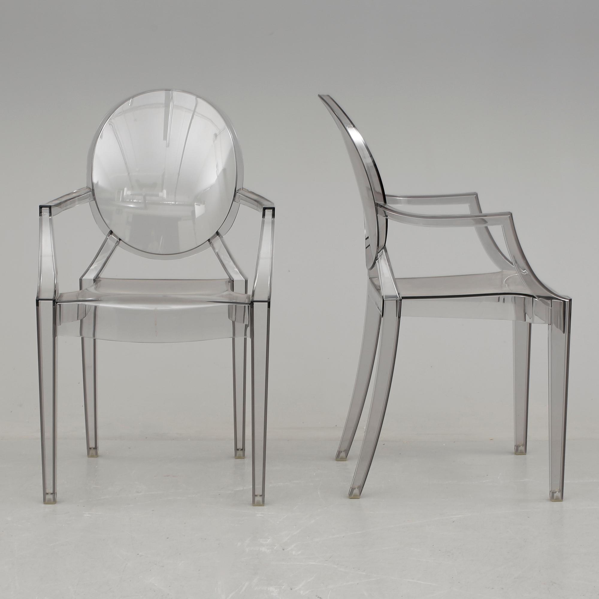 KARMSTOLAR, ett par, "Louis Ghost", Philippe Starck för Kartell.