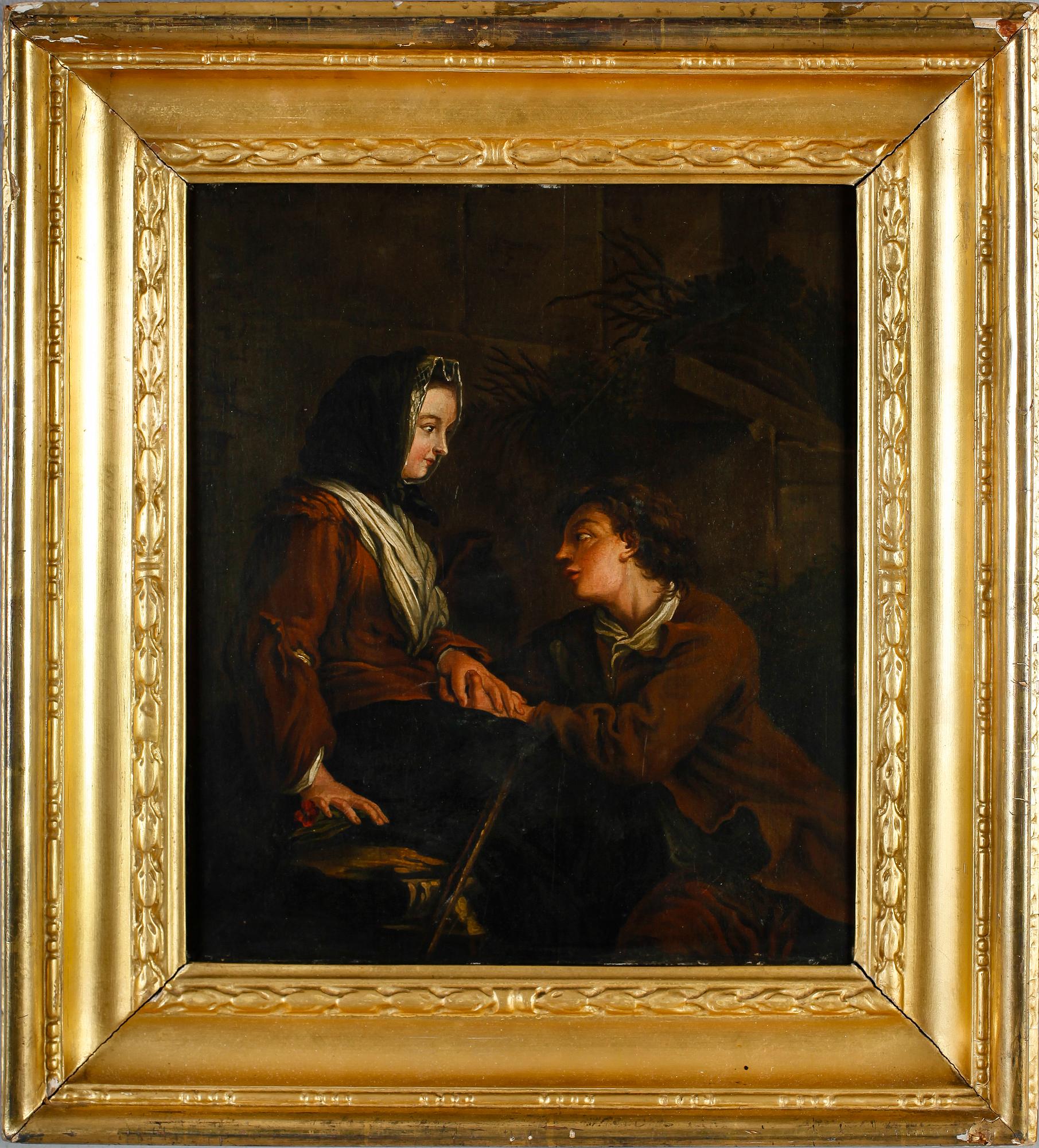 OKÄND KONSTNÄR, olja på pannå, omkring år 1800.