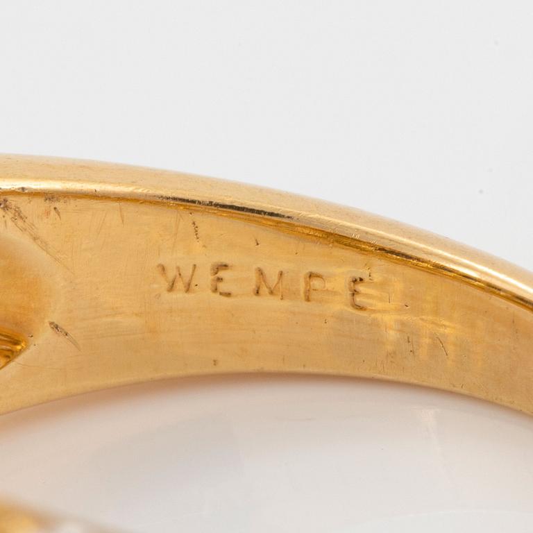 Wempe ring 18K guld med safirer och runda briljantslipade diamanter.