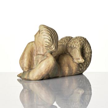 Stig Lindberg, a stoneware sculpture of a mermaid, "Najad", Gustavsberg, Sweden 1940s.