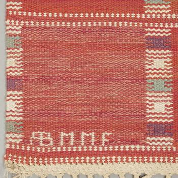 BARBRO NILSSON, a carpet, flat weave, 232 x 168,5 cm, "Falurutan, röd Borås", signed AB MMF BN.