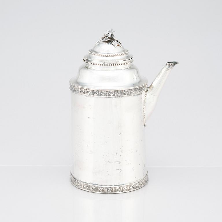Samuel Lyberg, kaffekanna, silver, Borås 1779-1834. Gustaviansk.
