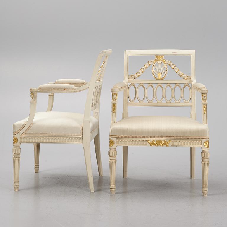 A pair of Empire style armchairs, 20th century.