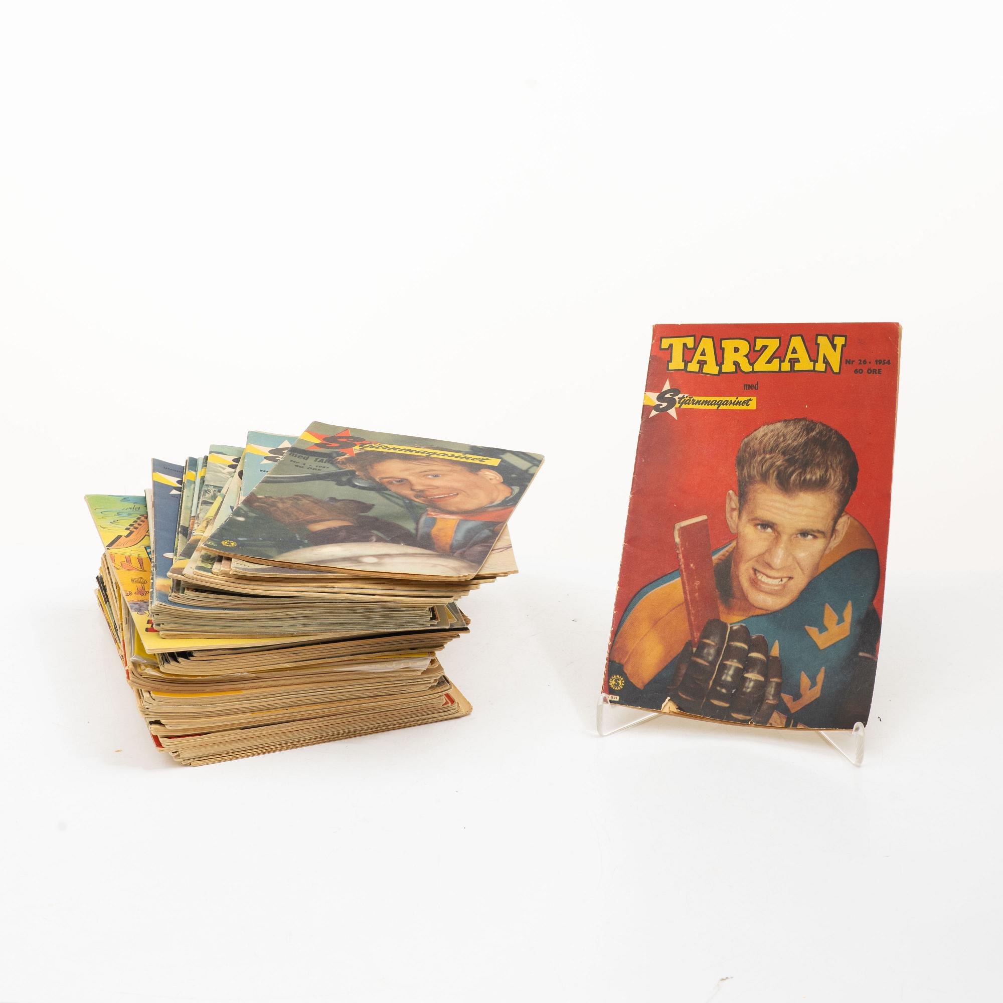 Comic books, a collection, including "Serie-Magasinet Kilroy", "Tarzan med stjärnmagasinet" and "Serie-Magasinet".
