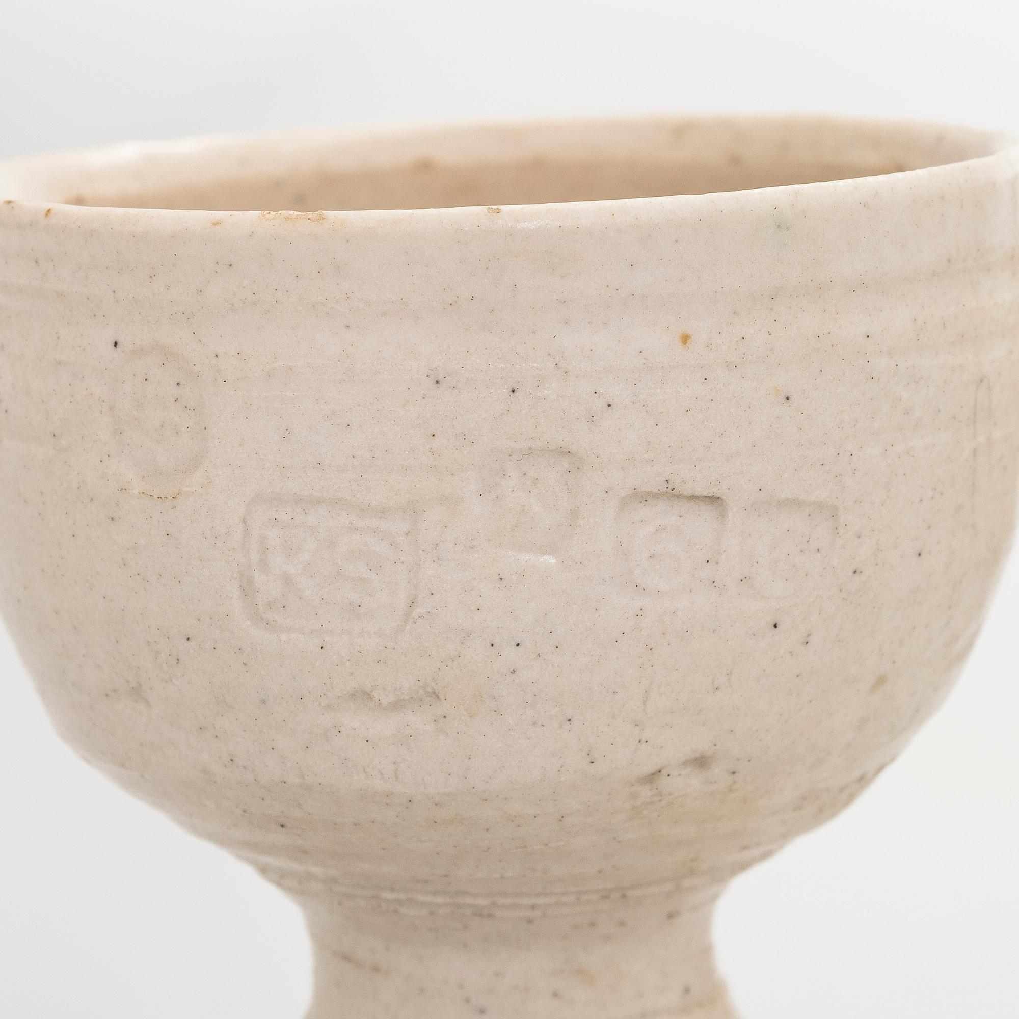 Kyllikki Salmenhaara, A set of three stoneware goblets, signed KS.