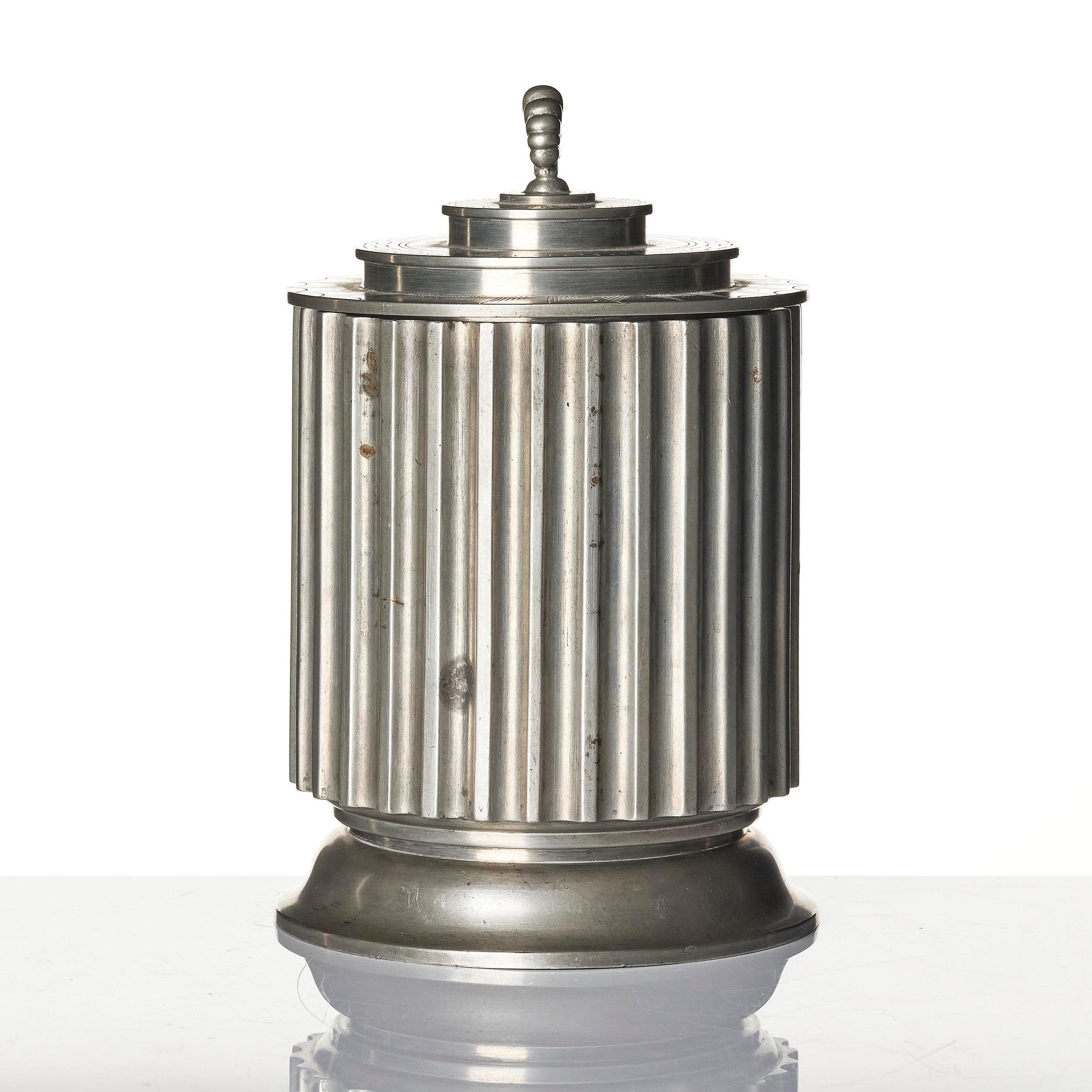 Astrid Aagesen, a lidded pewter jar, Helsingborg, Sweden, 1930s.
