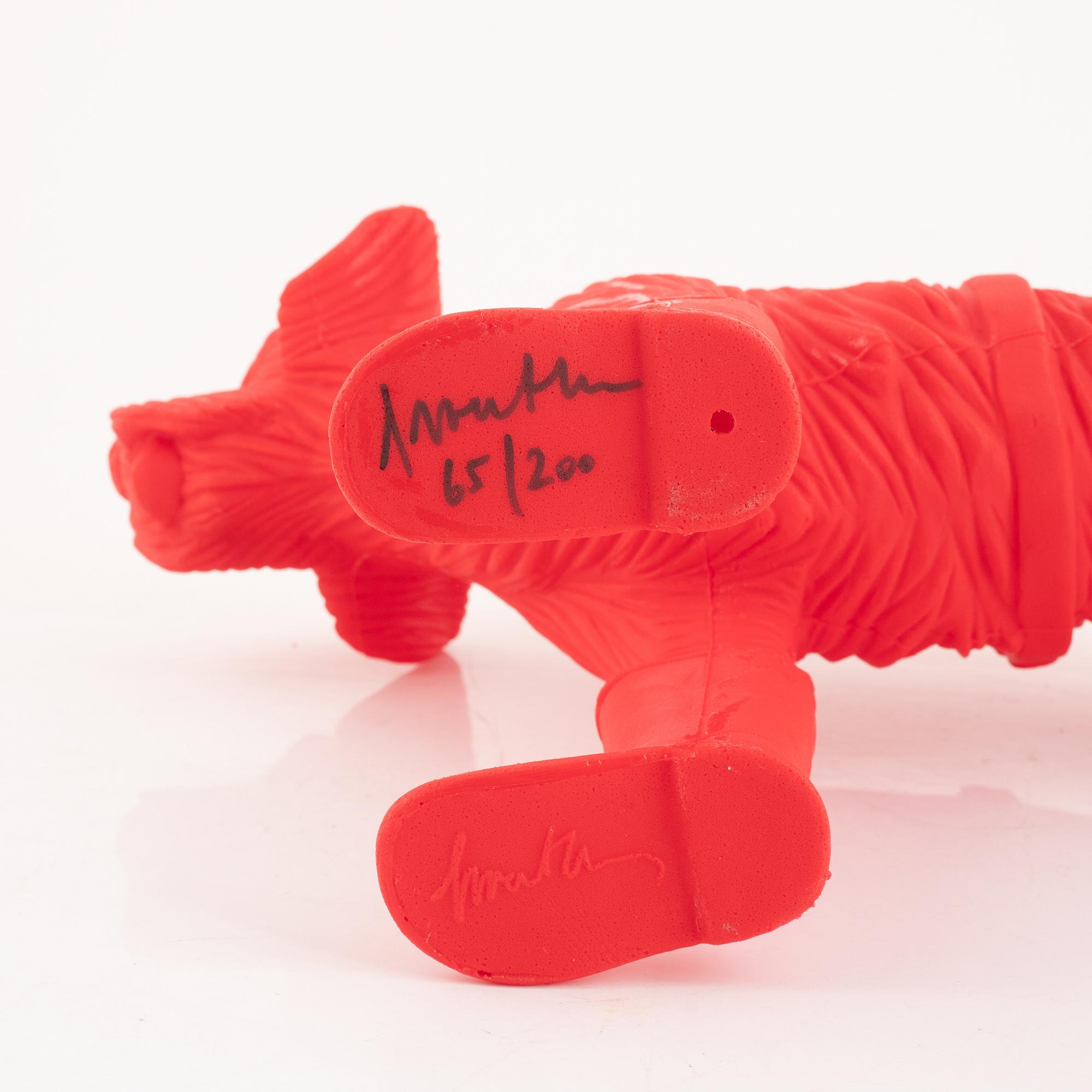 William Sweetlove, "Cloned Schnauzer with Water Bottle" (Red).