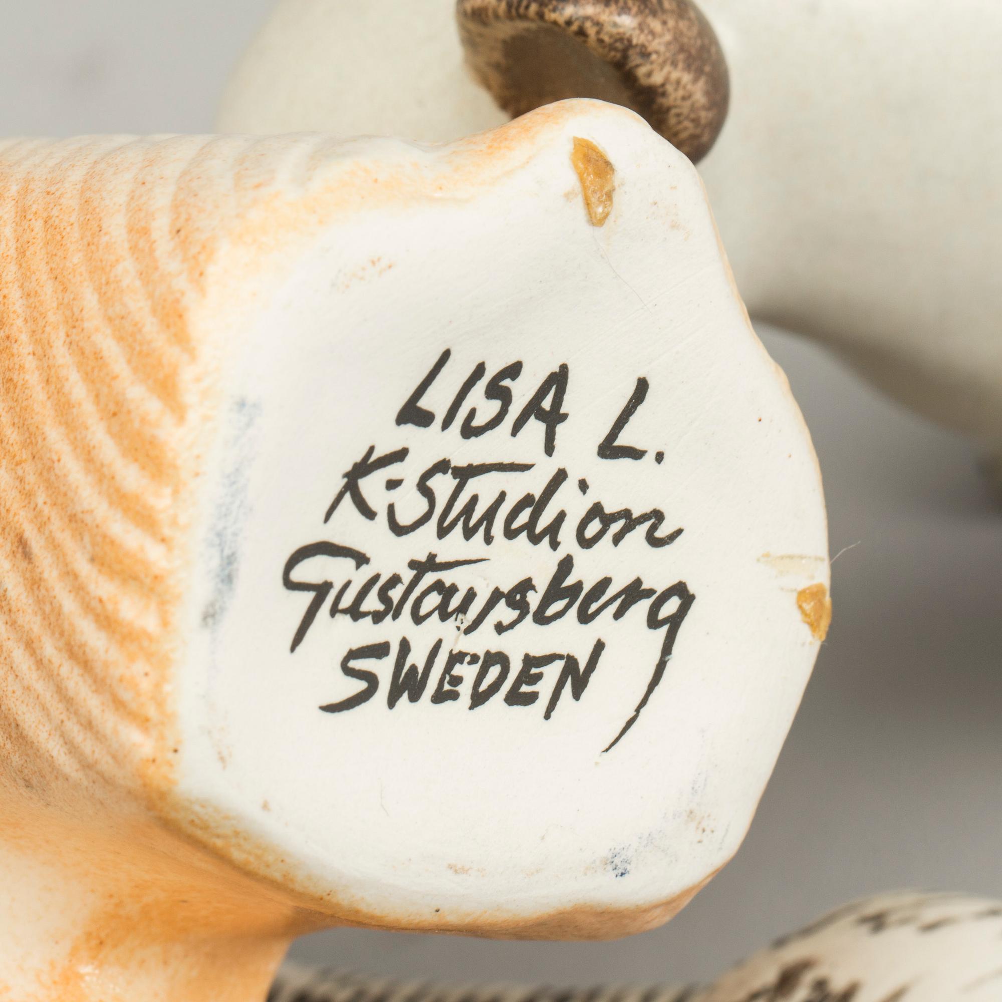 FIGURINER, 3 st, stengods, Lisa Larson, K-studion, Gustavsberg, signerade.