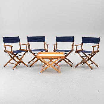 Director's chairs, 4 pcs, and tray table, Telami, Italy.