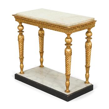 Jonas Frisk, A Late Gustavian console table, signed J Frisk (active 1805 - 1824), Stockholm hallmark, unclear year mark.