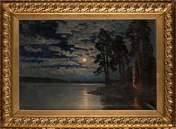 Eugen Taube, Shore view in moonlight.