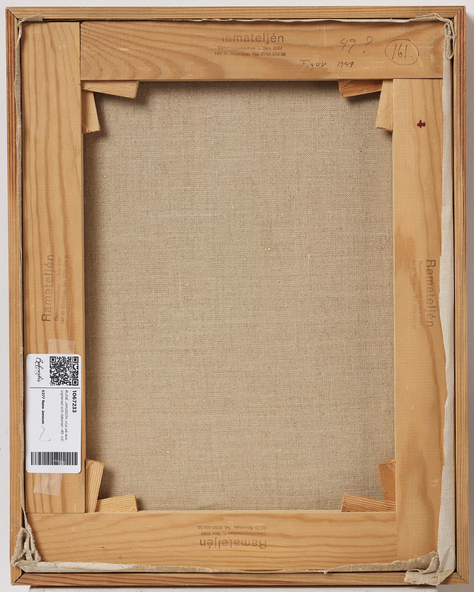 RUNE JANSSON, oil on canvas, signed and dated -49.