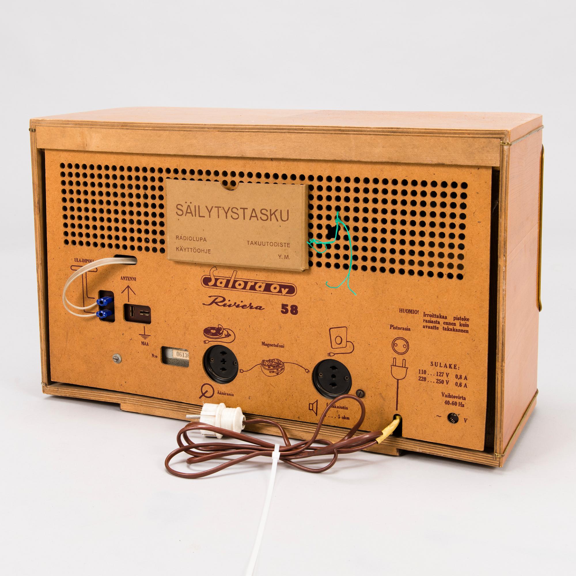 RADIO, Salora "Riviera 58", Suomi, 1950-60-luku.