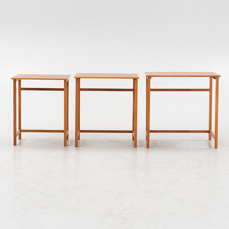 Josef Frank, nesting tables, 3 parts, model 618, Company Svenskt Tenn, after 1985.