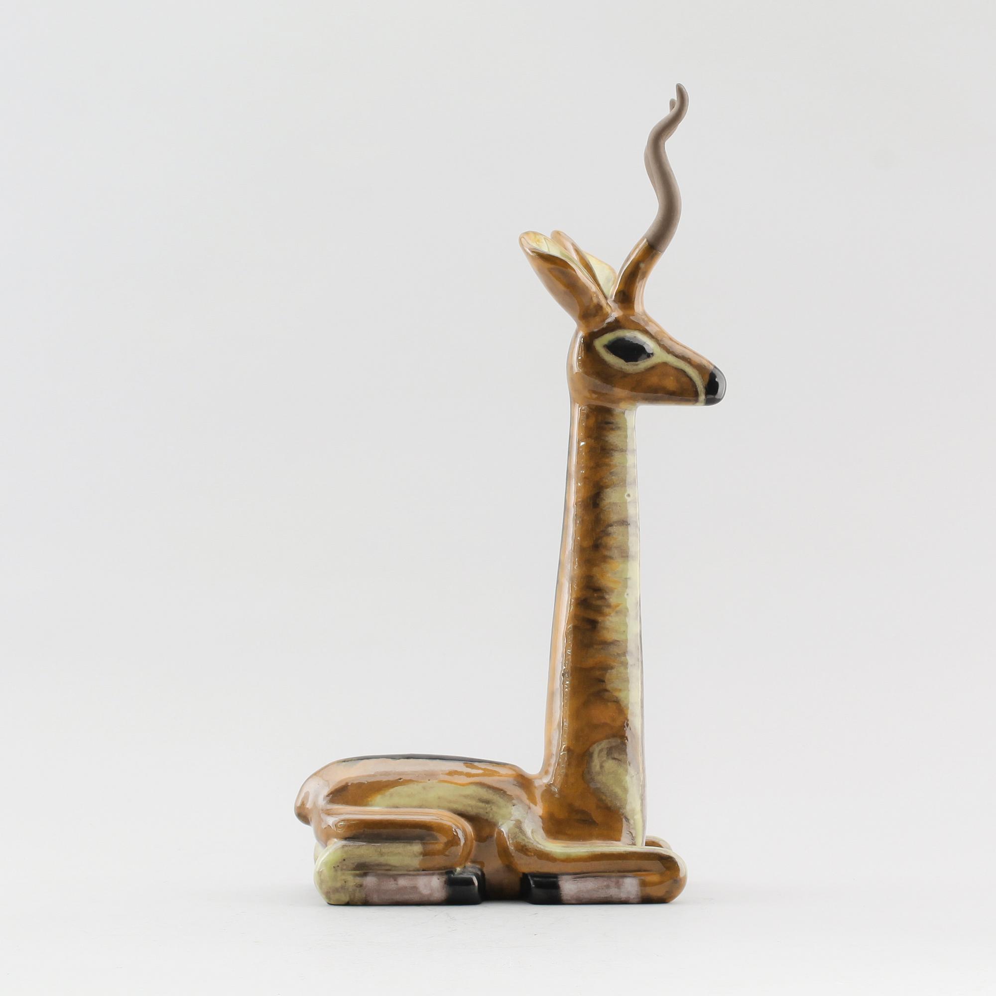 FIGUR, stengods, gasell, Vicke Lindstrand, Upsala-Ekeby.