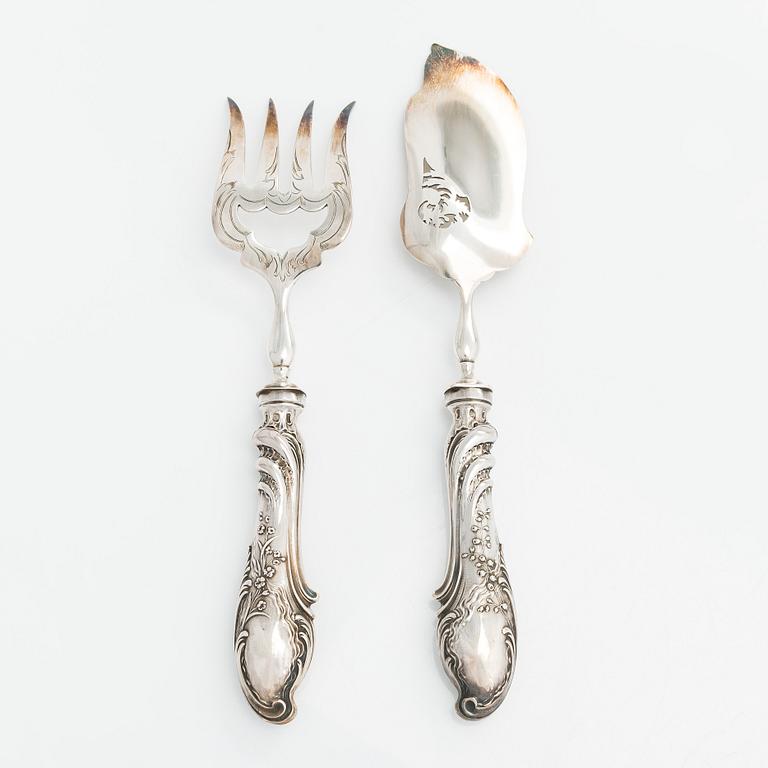 Eugène Doutre-Roussel, a pair of French silver fish servers, Paris early 20th century.