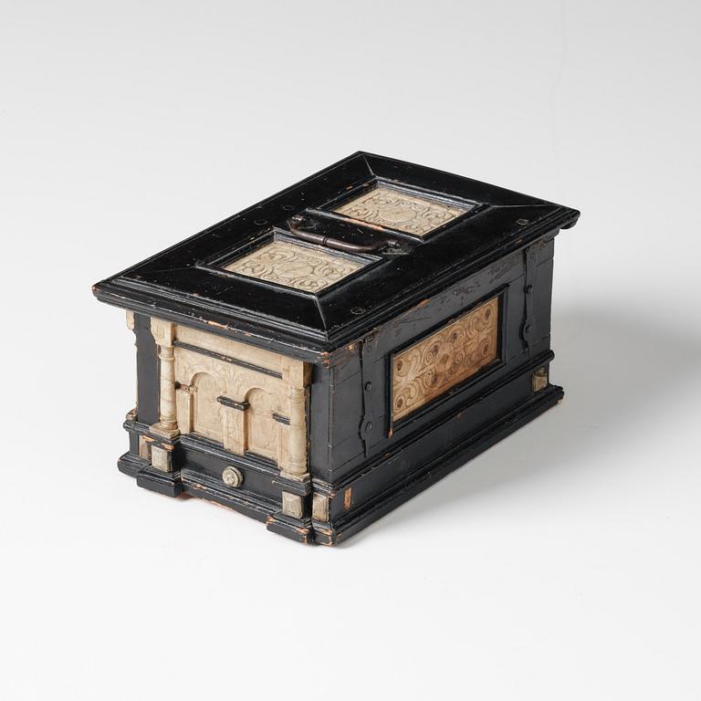 A Baroque German ebonized and alabaster 'Römhilder Kästchen', Thüringia, mid 17th century.