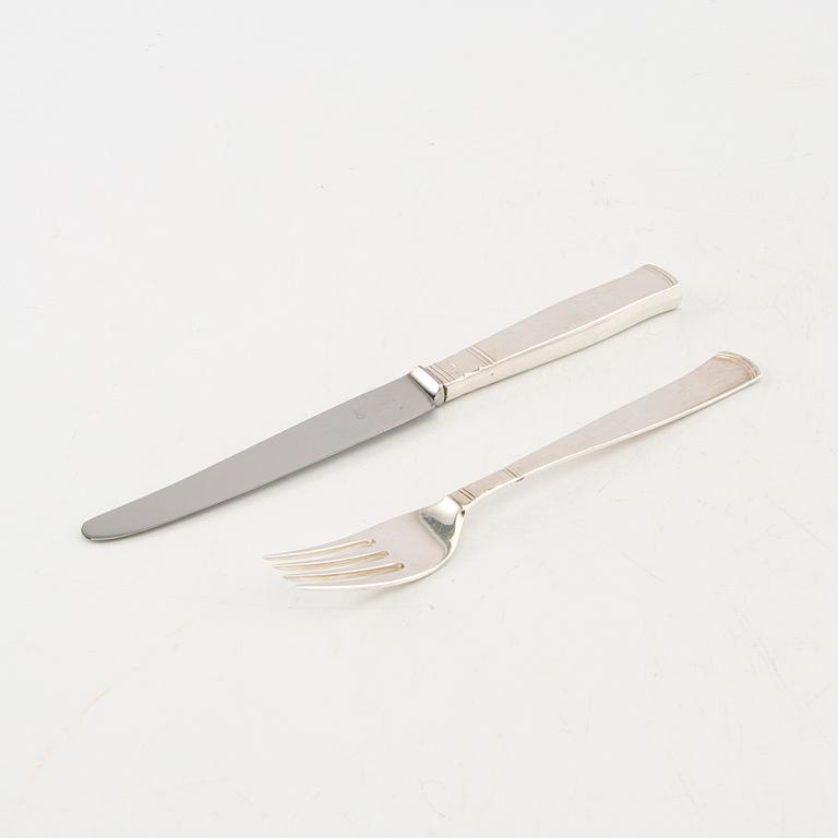 Jacob Ängman, bestick 88 delar, silver, "Rosenholm", GAB, Eskilstuna, 1950/70-tal.