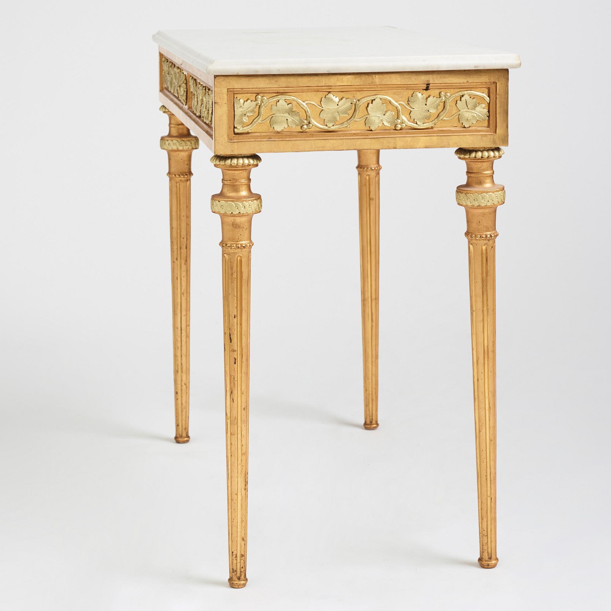 A late Gustavian console table in the manner of P Ljung, late 18th Century.
