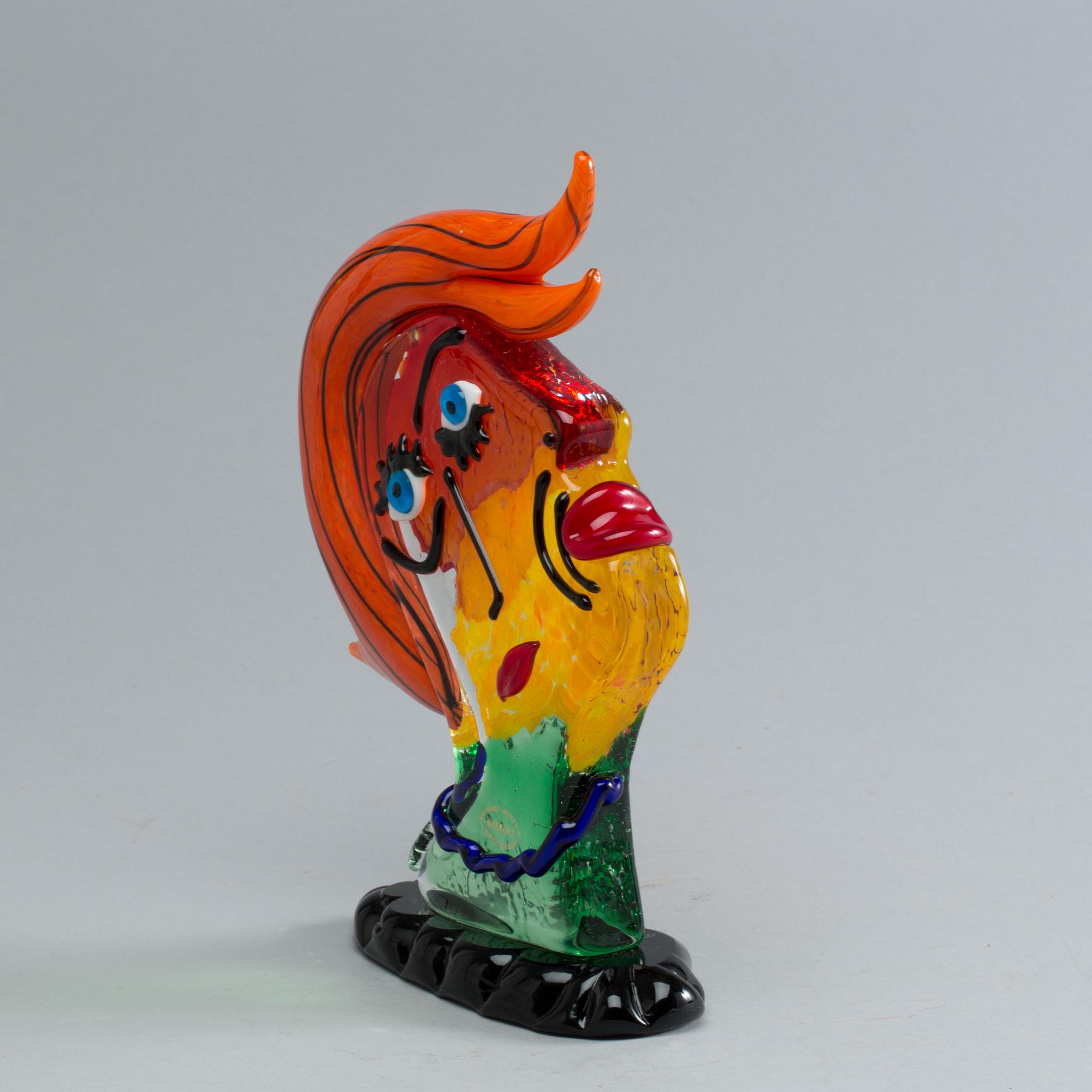 Abstract head sculpture Mario Badioli Murano glass.