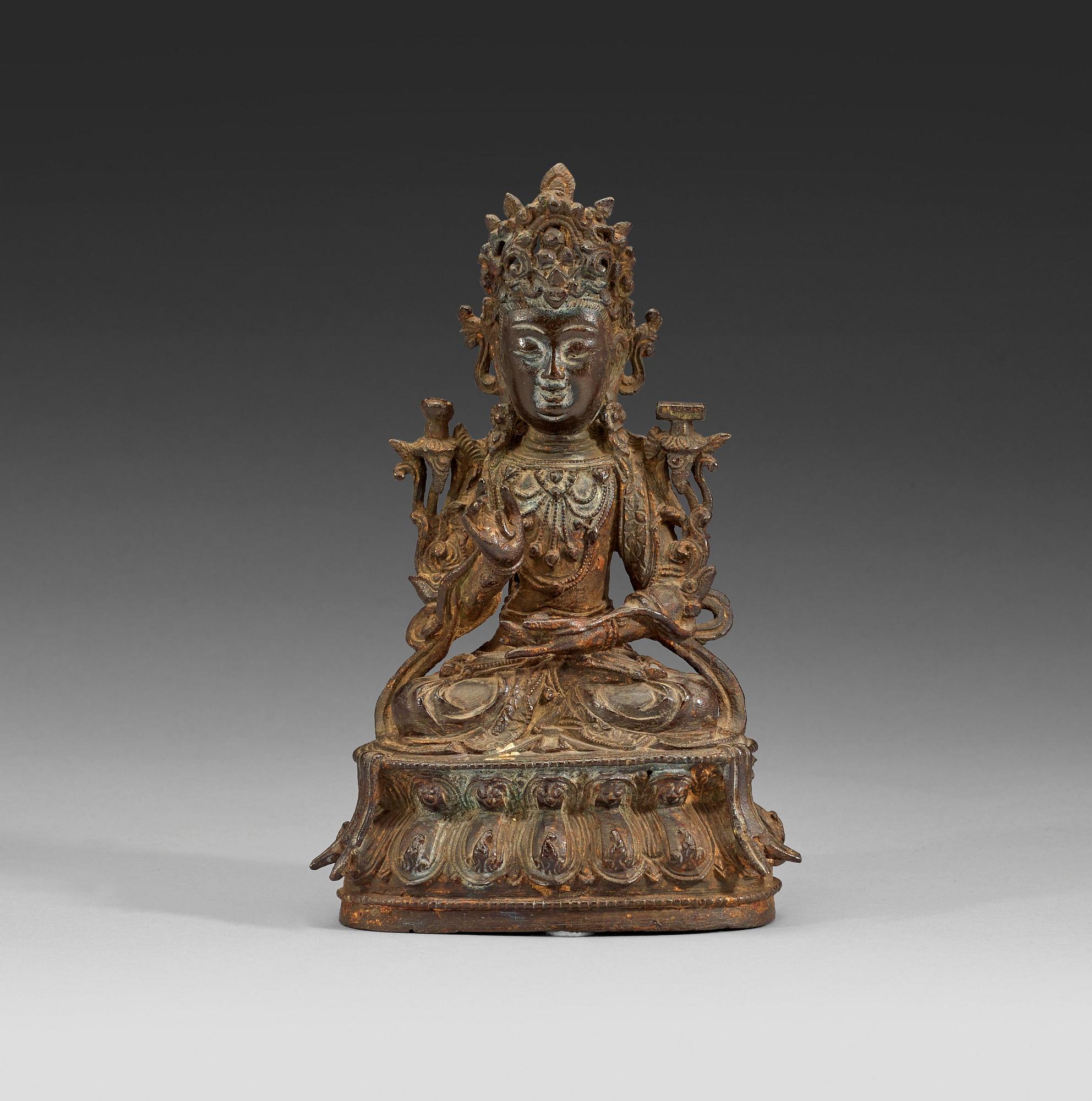 A bronze figure of Manjushri, Ming dynasty (1368-1644).