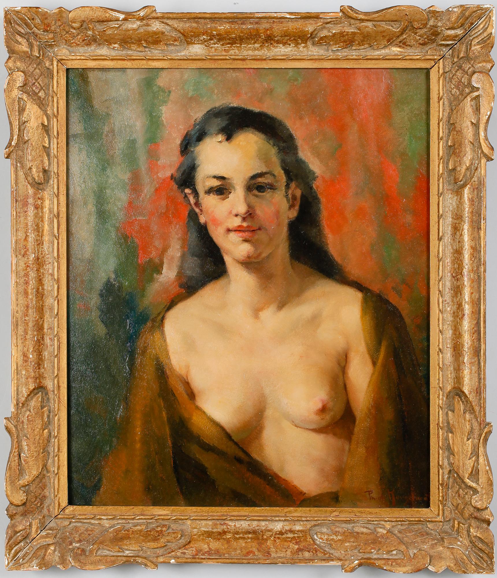 PHILIPPE DE ROUGEMONT, olja på pannå, signerad.