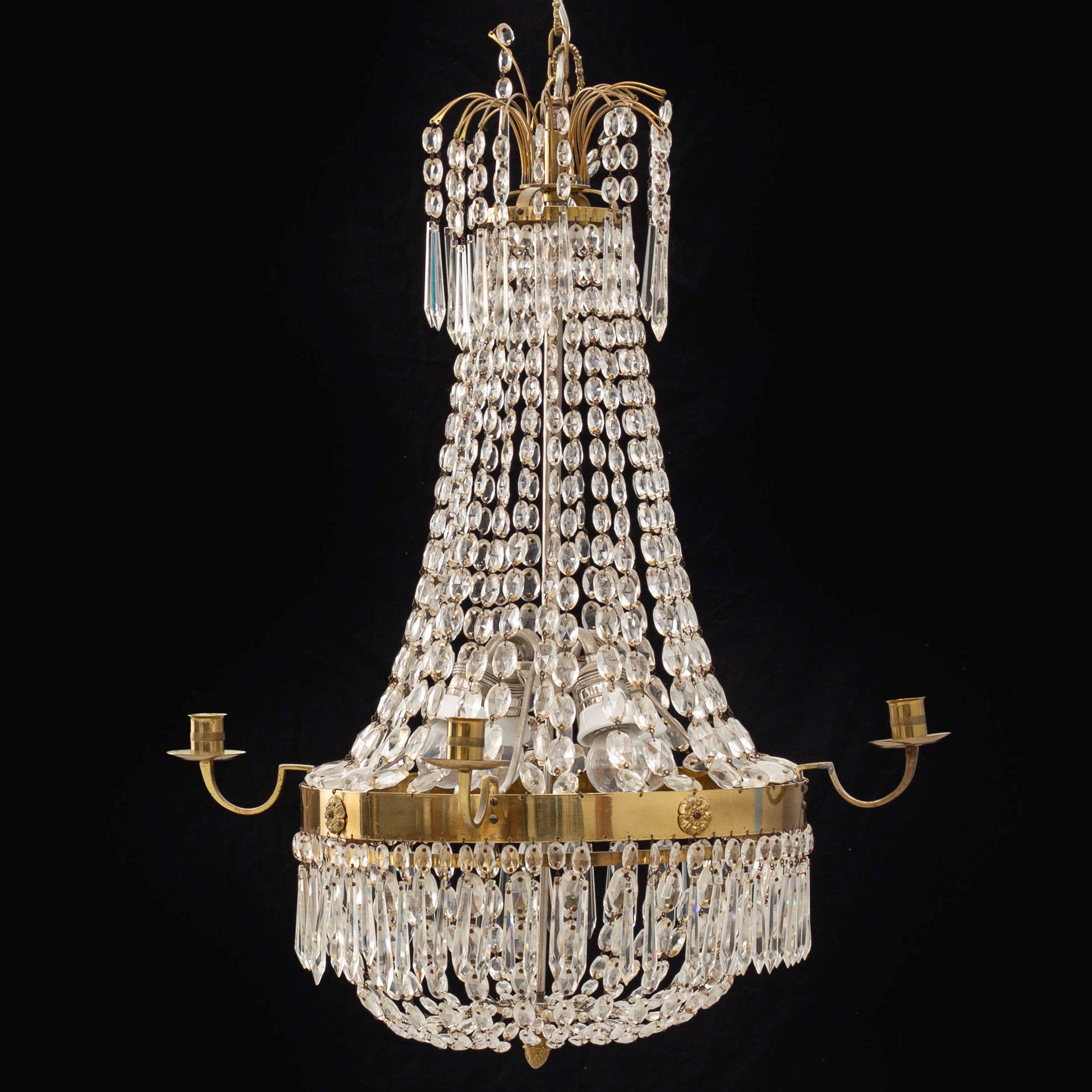 An Empire style chandelier, early 20th century.