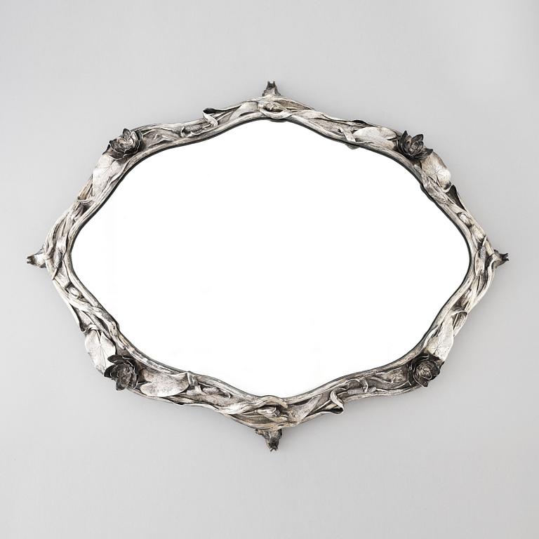 CF Carlman, an Art Nouveau mirror glass silver centerpiece, Stockholm 1899.