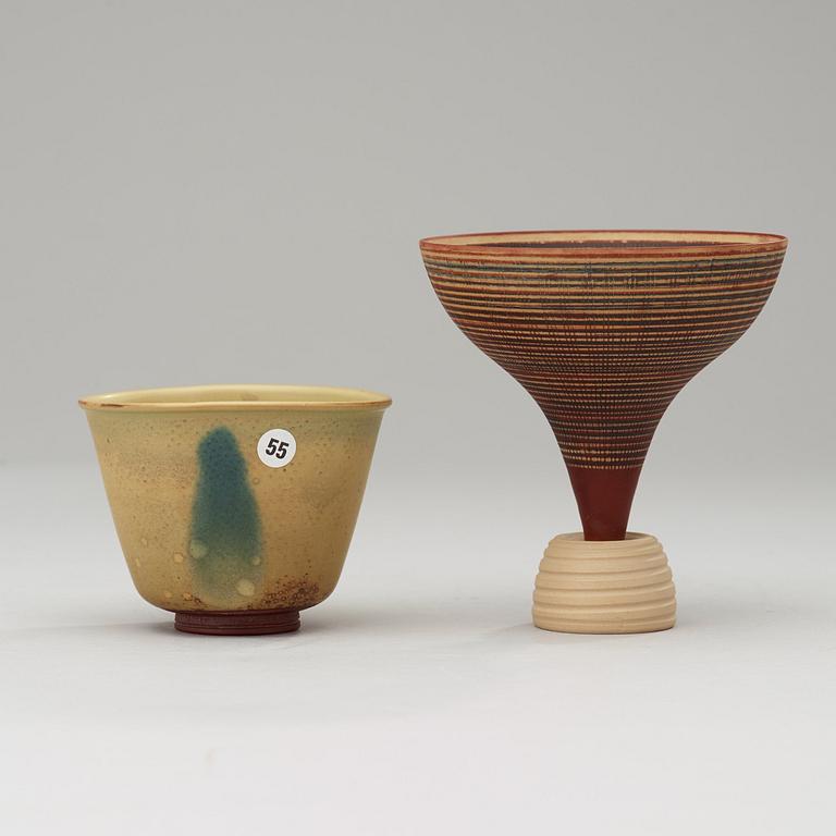A Wilhelm Kåge 'Farsta' stoneware vase and a bowl, Gustavsberg Studio 1955-57.